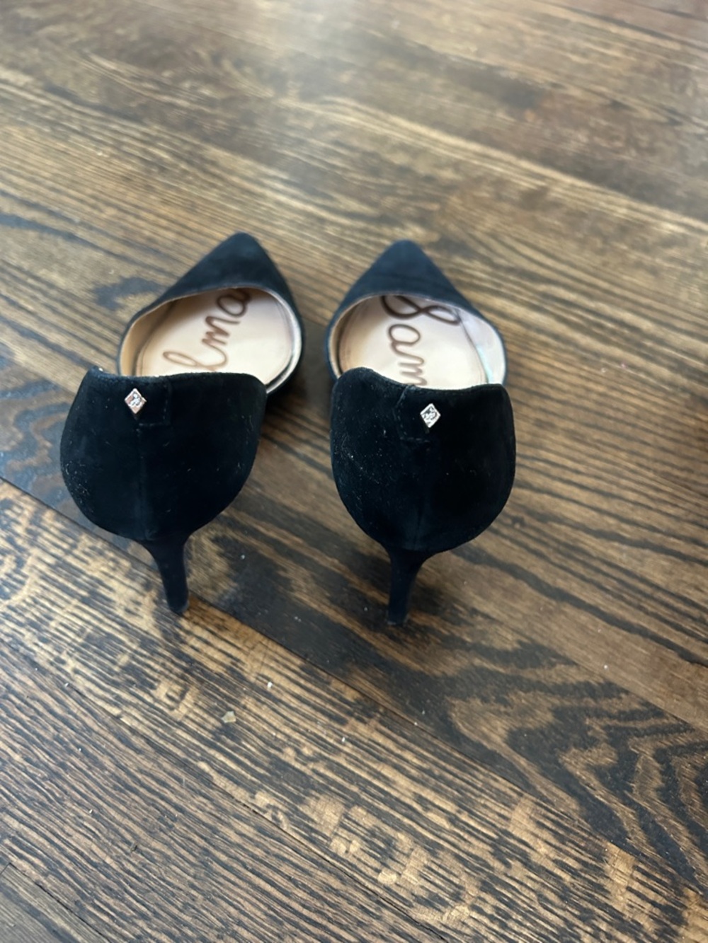 Sam Edelman Black Suede Pointed D'Orsay Flats